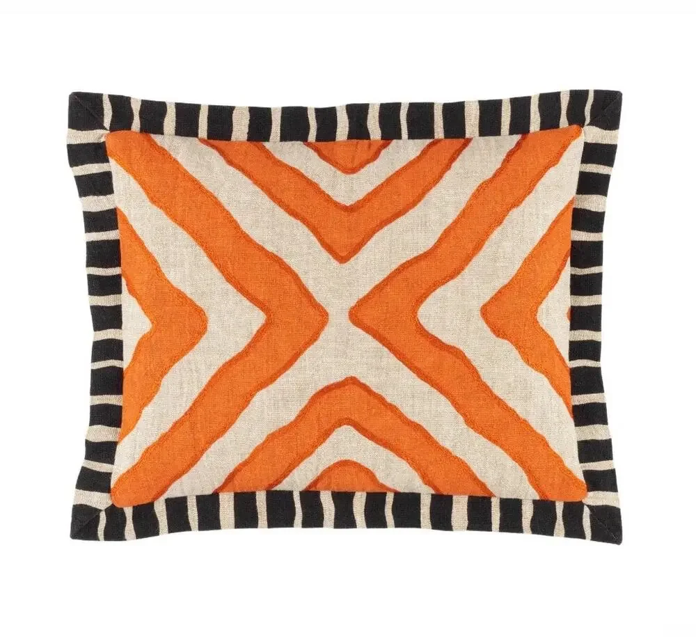NEW - Kit Kemp Arrows Linen Pillow Orange 16x20